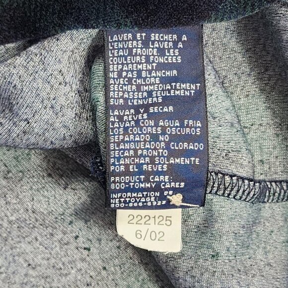 Vintage Tommy Hilfiger Flannel Shirt Jacket Men XXL Overshirt Green Blue Plaid - Picture 7 of 9